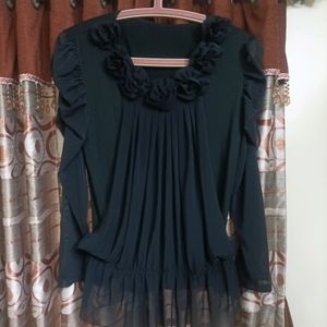 Strachable Party Wear Black Top