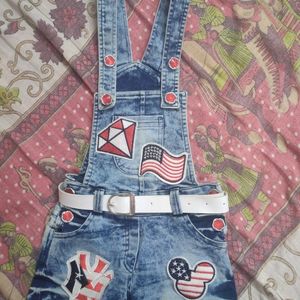 Classy Denim Dungaree Shorts