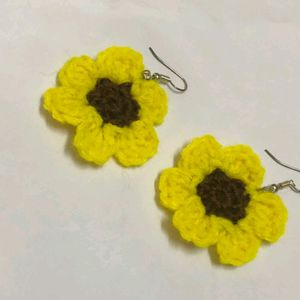 Crochet Sunflower Earrings