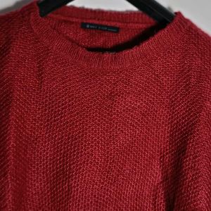 Mohair knit sweater red wine re