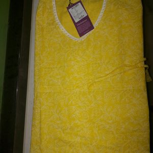 Yellow Printed Cotton Nightdress