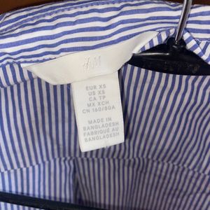 H&M Blue Striped Summer Oversized Shirt