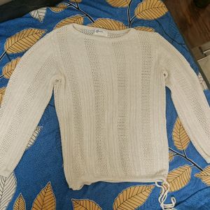 Off White Netted Cardigan