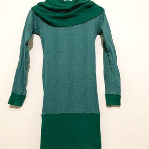 High Neck Green Dress By Curator