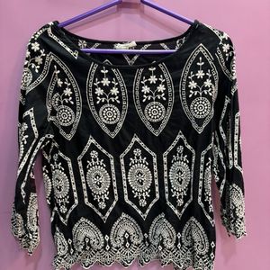 BLACK EMBROIDERED TOP FOR WOMEN
