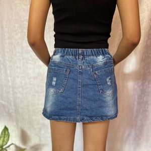 Y2K FORAL DENIM SHORT SKIRT FOR WOMEN