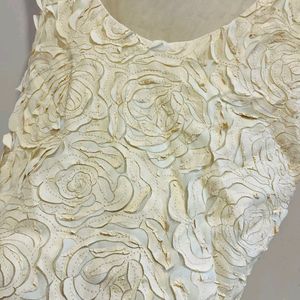 Beige Flower Crop Top