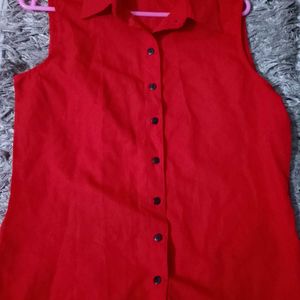 Red Half Sleeve Women Shirt