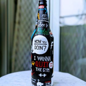 “Friends” Theme Handpainted Glass Bottle