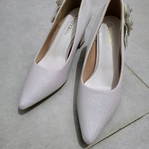 White Glitter Heels