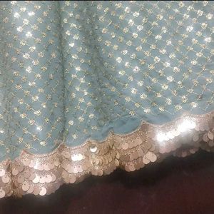 Greenish Grey Sharara Suit & Dupatta 34 Bust