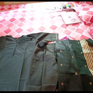 Brand New Bottle Green Kurta Set With Dupatta