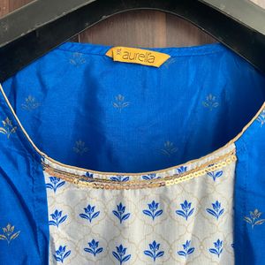 Blue And Golden Print Kurta