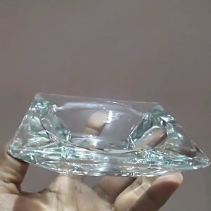 Two Square Crystal Ash Trays