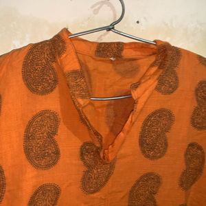 V Neck Orange Kurti