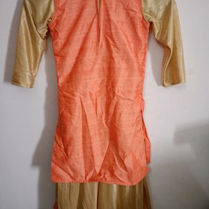 Elegant Orange Golden Kurti