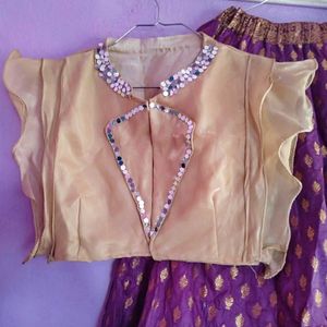 Jacket Style Blause With Banarasi Skirt