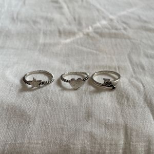 Urbanic Oxidised Silver Rings Combo Of 3