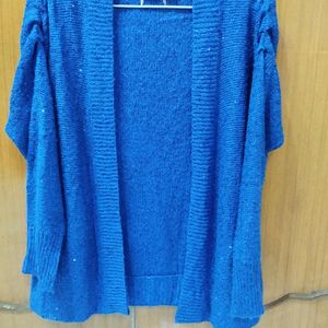 Blue Shinny Winter Shrug Sweater