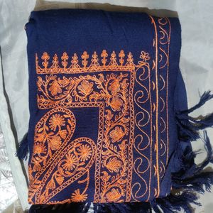 Navy Blue Embroidery Shawl