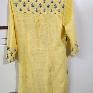 Sunshine Yellow A Line Cotton Kurta