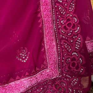 Rani Pink Saree With Blouse