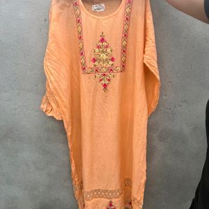 Pure Cotton Heavy Embroidery Semi Stiched Kurta