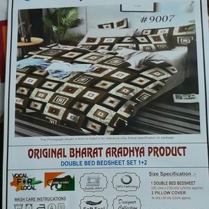 New Brown Double Bedsheet With 2 Pillow