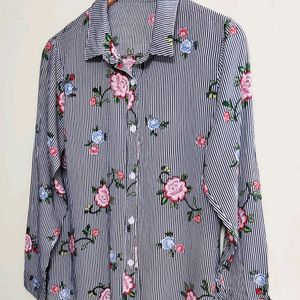 Crey Floral Shirt Size-34