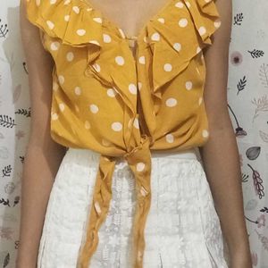 Polka Dot Tie Up Blouse