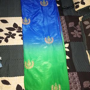 Blue & Green Attractive Saree