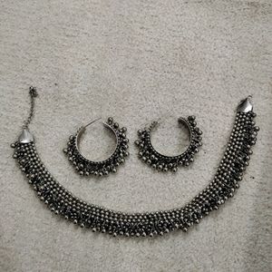 Silver Choker Earing Set