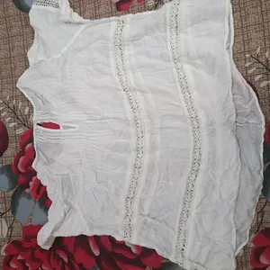 Peplum White Short Kurti Top