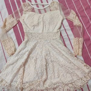 Off White Net Dress