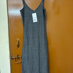 Stalk Grey Sporty Dress With Side Slit