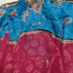 Festive Saree With Ready Blouse Sale