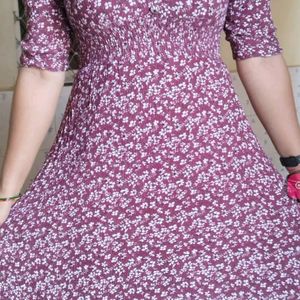 Ankle Length Purple Dress Flower Printed