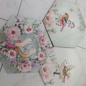 Set Of 3 Self Sticking Wall Paintings.