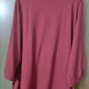 Plus Size Maroon Top With Lace Insert Near Neck