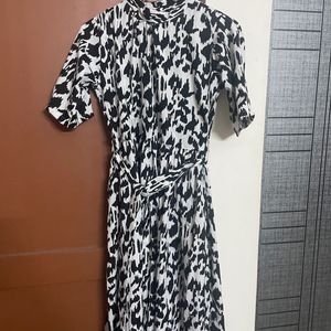 Printed Black And White Dress