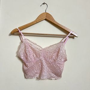 Pink Lace With Scalping Fitted Bra