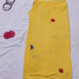 Yellow Embroidery Work Kurta Set