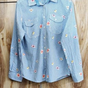 Sky Blue Cotton Printed Shirt Size-42