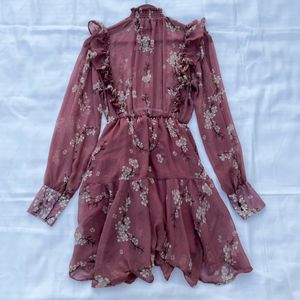 Cherry Blossom Ruffle Korean Dress