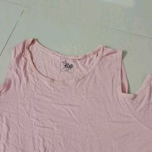 Pink cold-shoulder top