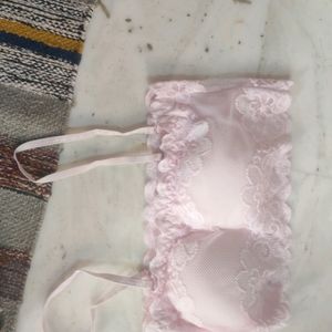 Lace Pink + White Netted Bra