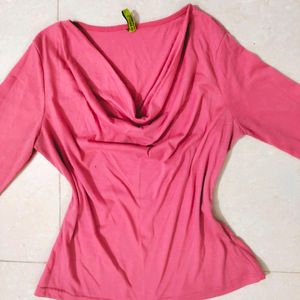 Pink Cowl Neck Top