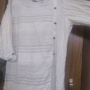 White Kurti With Black Stripes From Max