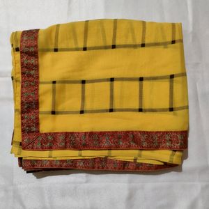 Yellow & Black Colore Daily Wear Saree