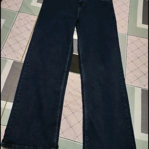 Dark Blue Straight Jeans For Women Girls